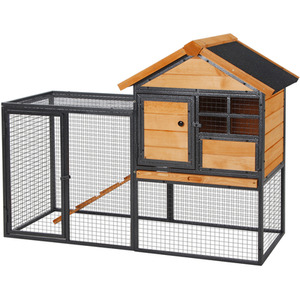PawHut Wood Metal Small Animal Hutch Elevated - Yellow by PawHut
