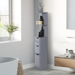 HOMCOM Tall Bathroom Cabinet Bathroom Storage Cabinet with Drawers - Grey by HOMCOM