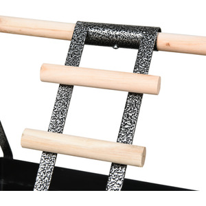 PawHut Bird Stand with Wood Perch Ladder Feeder Removable Tray - Black by PawHut