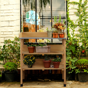 Outdoor Potting Bench Table with Storage Shelf by Yaheetech
