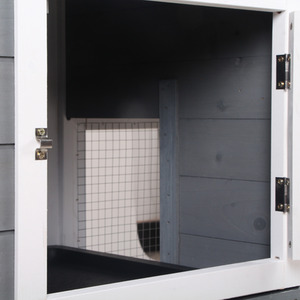 PawHut 2-Tier Pet Hutch Wooden Cage with Run Ramp - Grey by PawHut