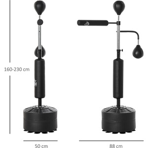 HOMCOM 3-in-1 Boxing Punching Bag Stand with 2 Speedballs - Black by HOMCOM