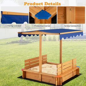 Kids Play Station Sandbox - Brown by Costway