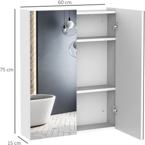 Wall Mount Mirror Cabinet Bathroom Storage - White