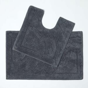 Luxury Reversible Cotton Bath Mat Set - Grey by Homescapes