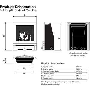 Focal Point Blenheim Full Depth Manual Gas Fire - Black by Focal Point Fires