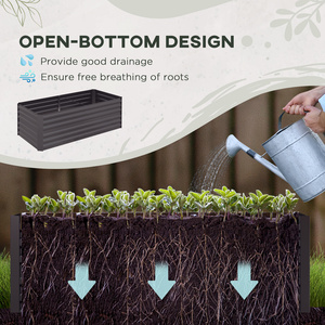 Outsunny Galvanised Raised Garden Bed Planter - Dark Grey by Outsunny