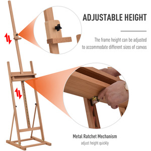 Vinsetto Art Studio Easel Height Adjustable with Canvas Holder - Nature Wood