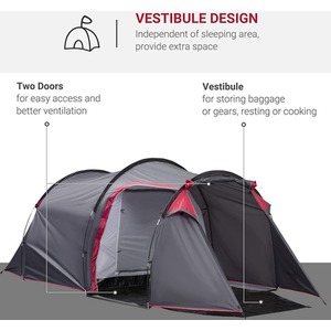 Outsunny 3-4 Person Weatherproof Tent - Dark Grey by Outsunny