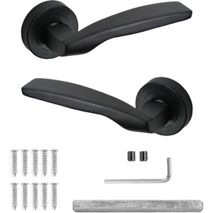 Solitude Matt Black Door Lever Handles - Pair of Handles - Matt Black by DecorAndDecor