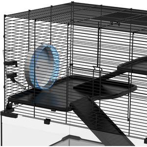 PawHut 3 Tiers Hamster Cage with Ramps, Exercise Wheel - Black / 78.5cm by PawHut