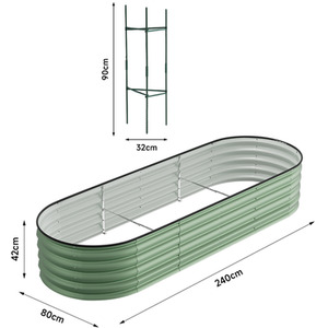 Silver Galvanized Steel Oval Raised Garden Bed by Livingandhome