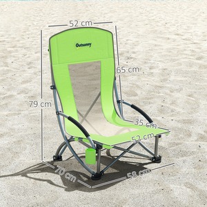Outsunny Set of 2 Folding Beach Chair with Carry Bag - Green by Outsunny