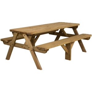 Fortem Rounded Pub Style Picnic Table Benches Set - Rustic brown / 240cm by Arbor Garden Solutions