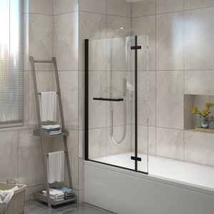 Square Bath Shower Screen Bifold Panel Pivot Screen with Towel Rail