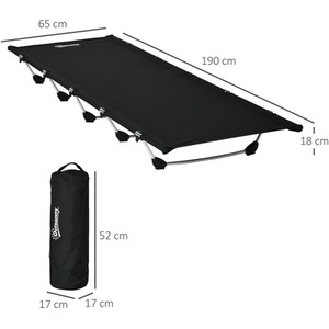Outsunny Lightweight Camping Cot Portable Compact Sleeping Bed with Carry Bag - Black by Outsunny