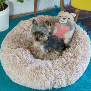 Anxiety Reducing Plush Bed with Toy - Brown by Dreampaws