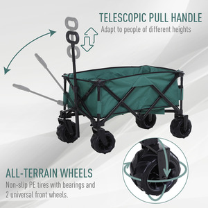Outsunny Outdoor Pull Cart Folding Cargo Wagon - Green by Outsunny