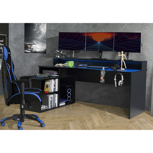Power W Gaming Desk - Black by Flair