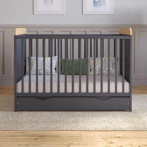 Levi Cot Bed With Drawer And Mattress - Anthracite/Pine by Love For Sleep