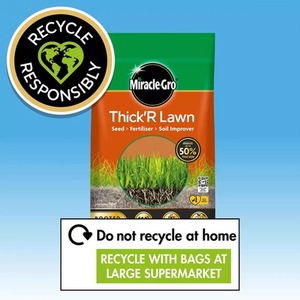 Miracle-Gro Thick R Lawn Grass Seed Fertiliser Soil Improver Nitrogen Feed 4kg - Neutral by Miracle-Gro