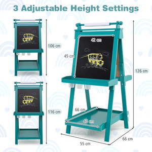 3-in-1 Double-sided Art Easel - Green by Costway