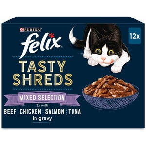 Felix Tasty Shreds Mixed Selection Wet Cat Food in Gravy - 12 by Felix