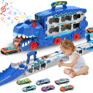Dinosaur Transport Truck Car Toy Set - BLUE