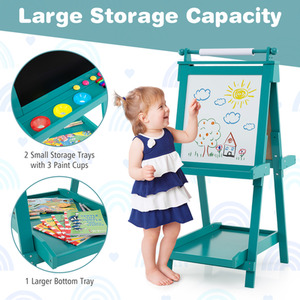 3-in-1 Double-sided Art Easel - Green by Costway
