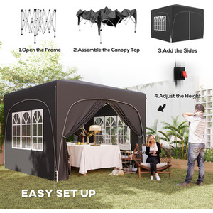 Outsunny 3 x 3(m) Pop Up Gazebo with Sides, UPF50 - Black by Outsunny