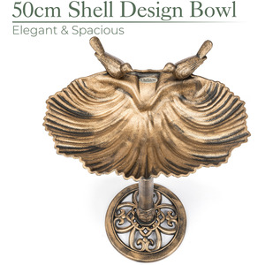Clam Shell Pedestal Bird Bath by Christow