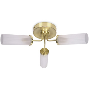Canya 3 Way IP44 Bathroom Ceiling Light with Reeded Glass Shades - Gold by ValueLights