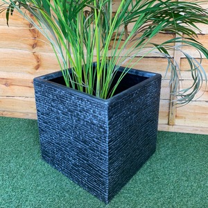 Large Brick Effect Square Planter - Grey by Strata