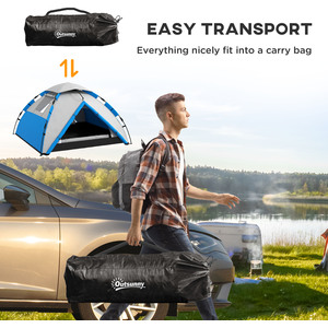 Outsunny 3-4 Man Camping Tent, Quick Setup Family Tent by Outsunny