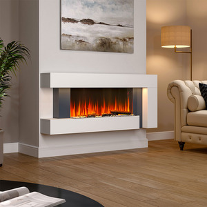 C-Frame Recessed Fireplace with 2 Heating Settings - White by Livingandhome