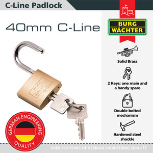 C Line Brass Padlock - Brass / 40mm by Burg-Wachter