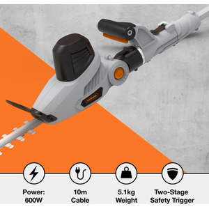 600W Pole Hedge Trimmer - Grey by VonHaus