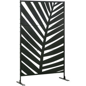 Outsunny Metal Outdoor Privacy Screen - Black / Cut-out Leaf by Outsunny