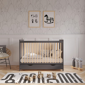 Tokyo Cot Bed With Drawer - Anthracite/Pine by Love For Sleep