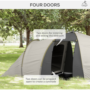 Outsunny Tunnel Tent with 2 Bedroom, Living Area and Vestibule for 4-6 Person by Outsunny