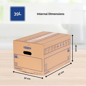 BANKERS BOX Cardboard Moving Boxes 39L Heavy Duty Double Wall Boxes - Light Brown / 10 by BANKERS BOX