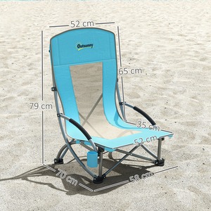 Outsunny Set of 2 Folding Beach Chair with Carry Bag - Blue by Outsunny