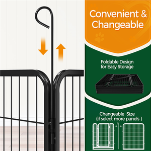 8 Panels Metal Dog Playpen Pet Exercise Barrier - Black / Medium by Yaheetech