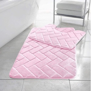 Block Bricks Memory Foam Bath Mat Set - Pink by Night Zone