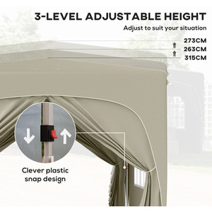 Outsunny 3 x 3(m) Pop Up Gazebo with Sides, UPF50 - Sand by Outsunny