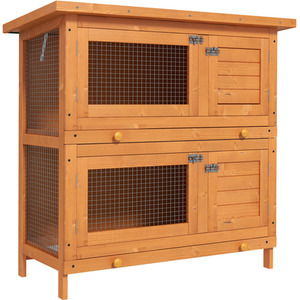 PawHut 2-Tier Small Animal Hutch - Brown by PawHut