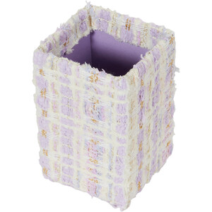 Lilac Check Fabric Pen Pot - Purple