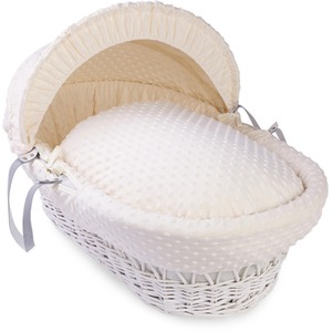 Dimple White Wicker Moses Basket - Cream by Clair de Lune