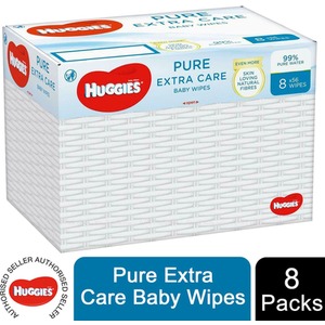 Huggies Pure Extra Care Fragrance-Free Baby Wipes with 99 Percent Pure Water - White / 8 Pack by Huggies