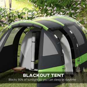 Outsunny 4-5 Person Blackout Camping Tent with Bedroom and Living Room - Black by Outsunny